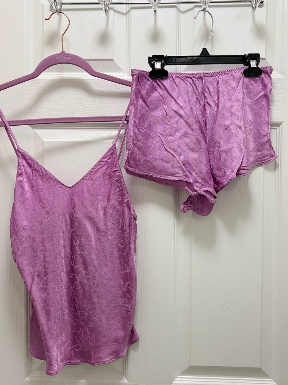 Victoria's Secret Lilac Satin Floral Cami & Shorts Sleep Set